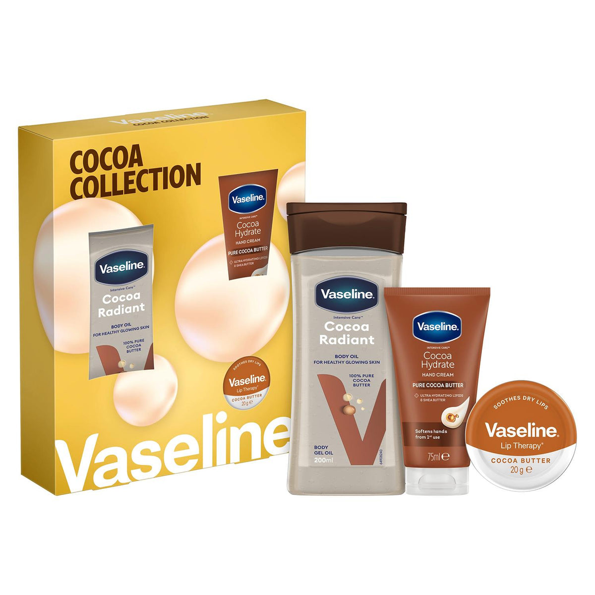 Cocoa Treats Trio Gift Set: Oil, Cream & Lip Balm | Set of 4