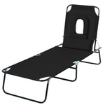 Garden Sun Lounger Folding Recliner Chair | Set of 1 | Black