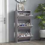 Slim Shoe Storage Cabinet With 3 Flip Drawers For 12 Pair | One Size