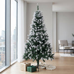 Breeins 180cm Snow-flocked Artificial Christmas Tree With Lush Green Branches