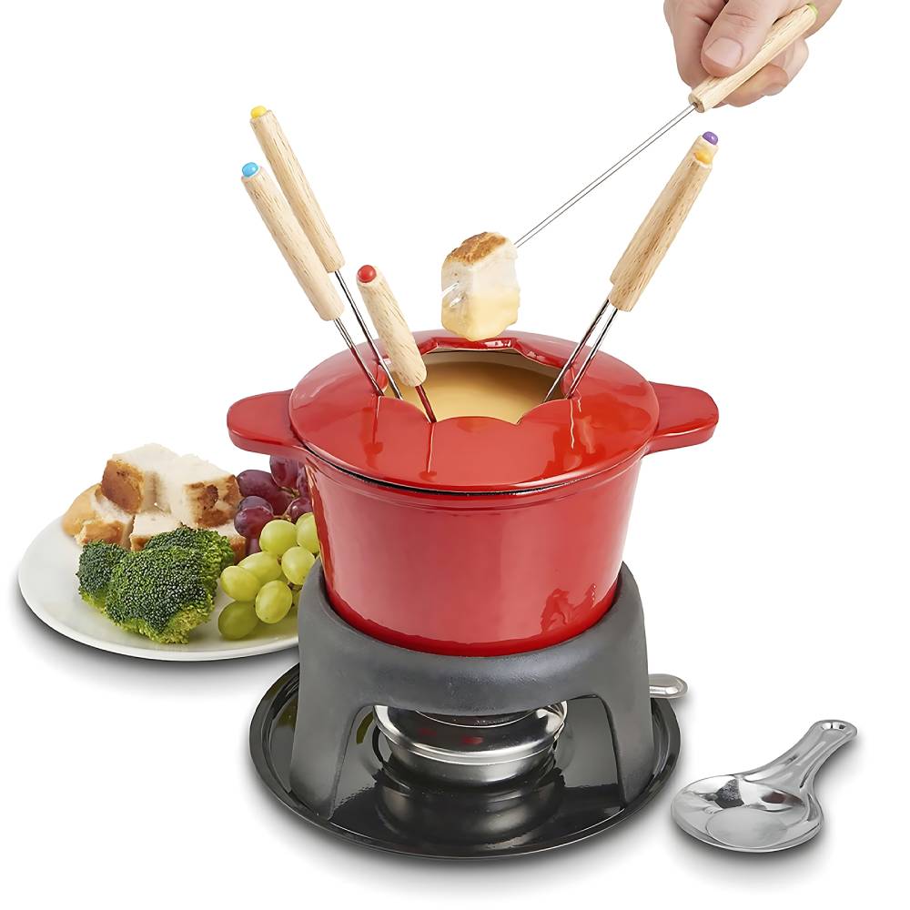 Breeins 2l Cast Iron Fondue Pot Set