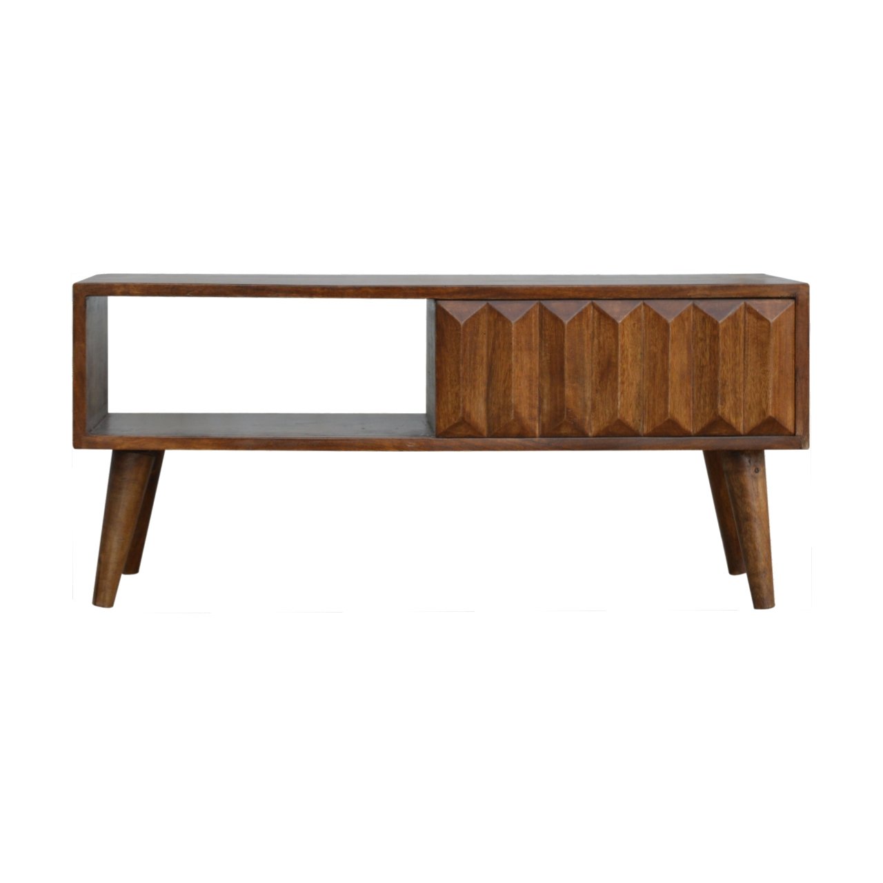 Solid Wood Chestnut Prism Sliding Media Unit