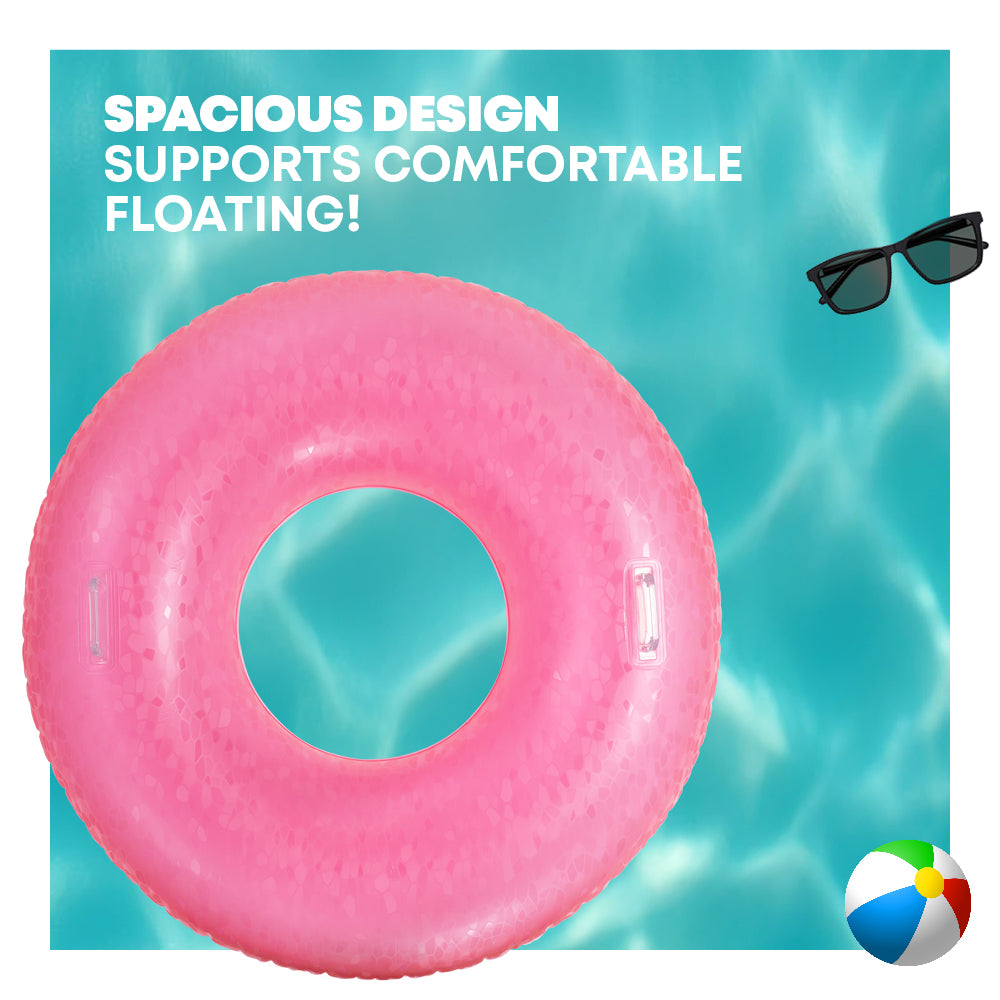 Diamond Print Inflatable Pool Float Ring | Pink