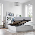 Arizona Wooden Bookcase Ottoman Storage Bed | King | White