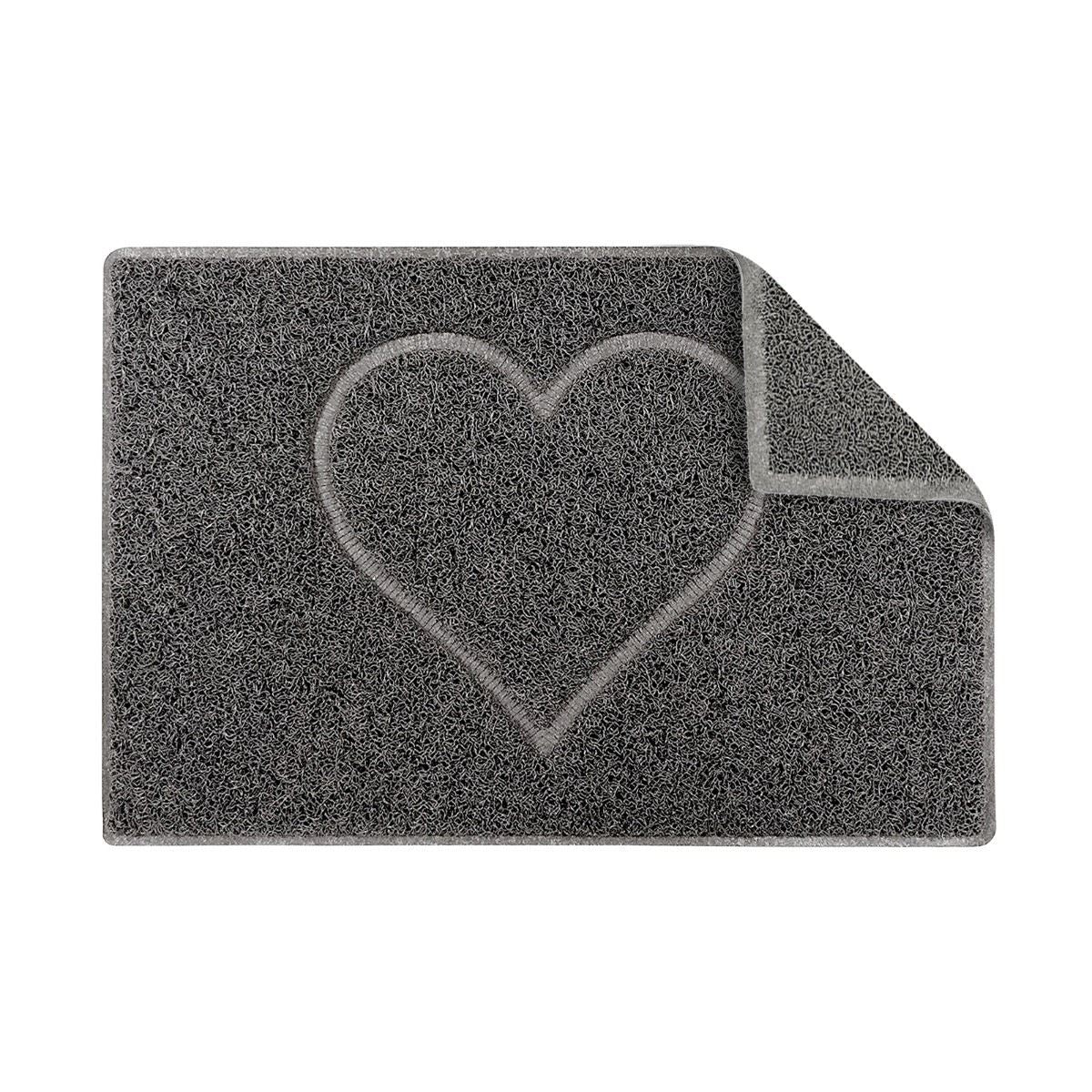 Heart Outdoor Embossed Doormat With Open Back | Large | Grey