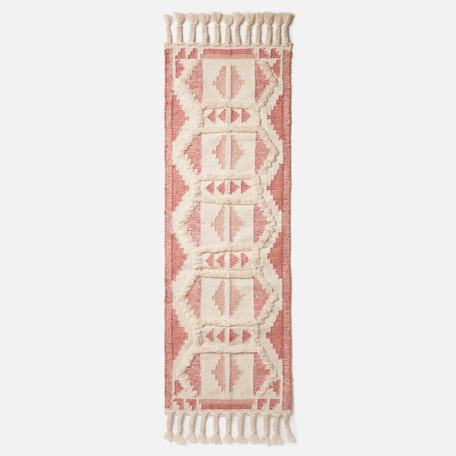 Satara Pink Kilim Wool Rug | 200cm | Pink