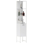 HOMCOM Tall Bathroom Cabinet With 3 Open Shelves Adjustable Shelf