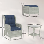 Garden Furniture Set, Rattan Reclining Garden Chair Set | Blue