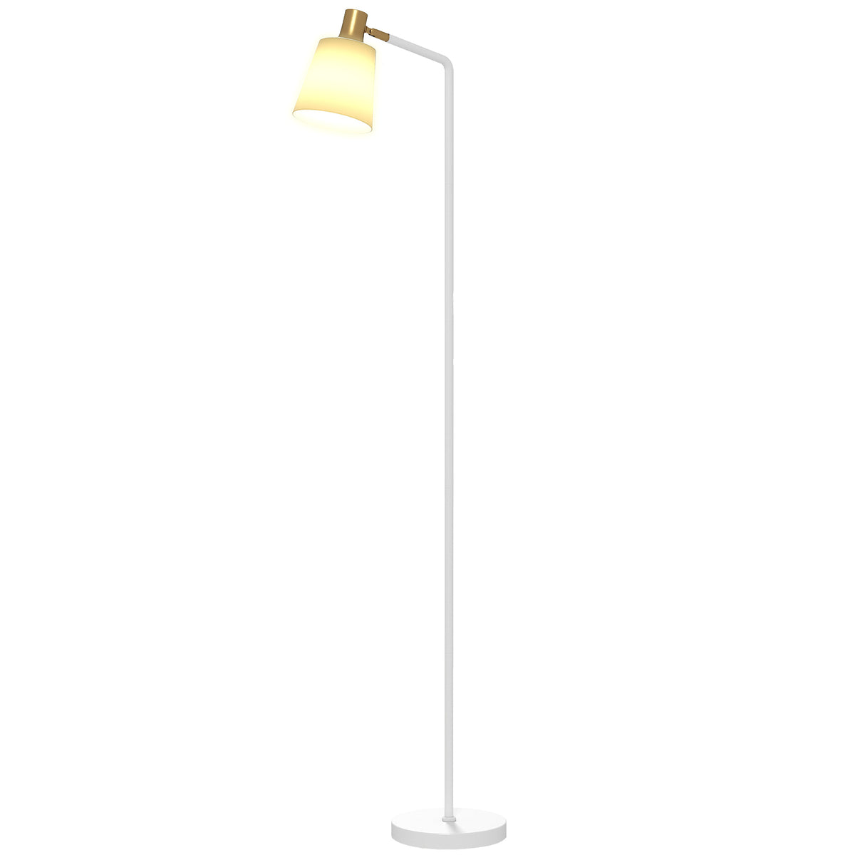 HOMCOM Standing Lamp With Rotatable Head, Modern Floor Lamp, White