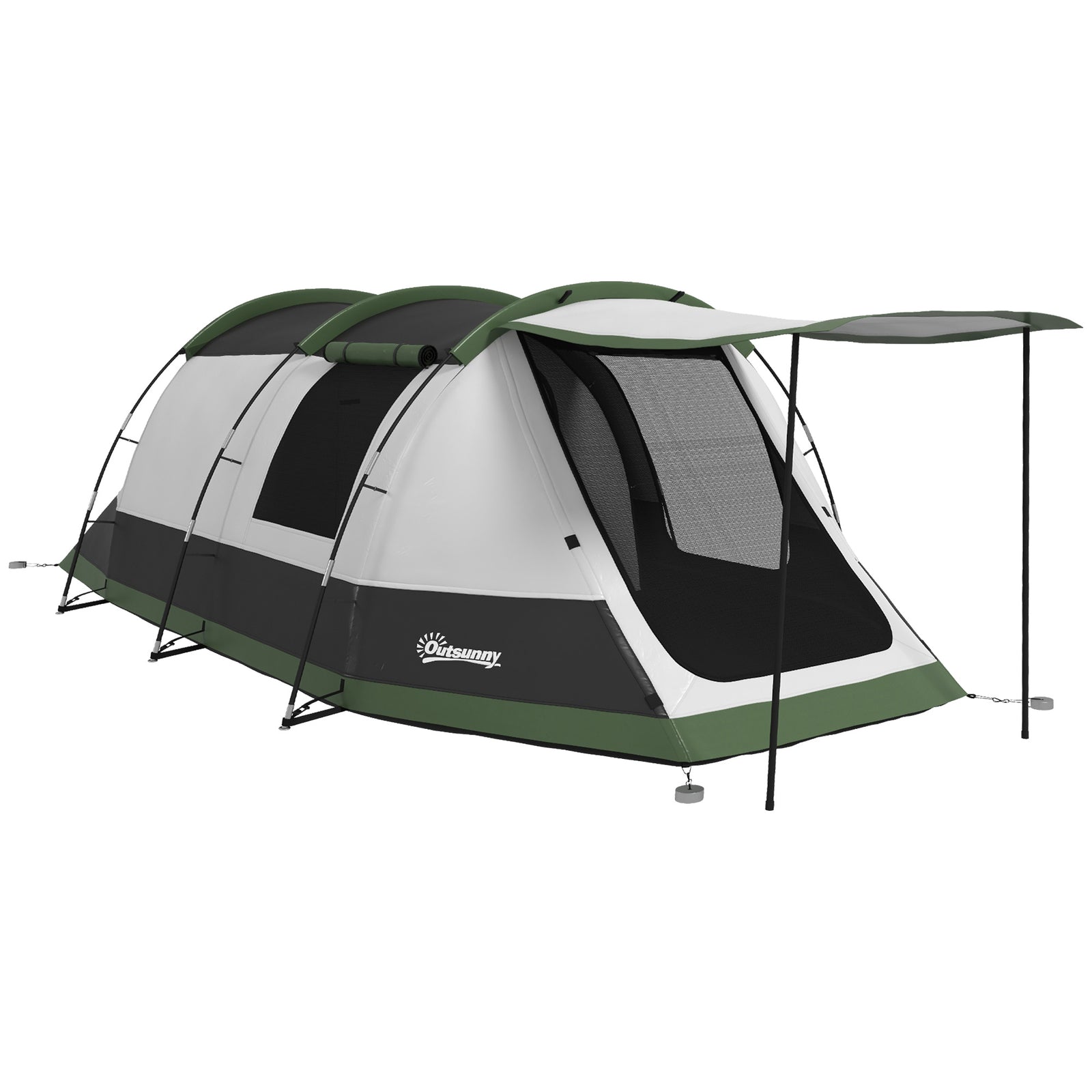 Tunnel Tent With Bedroom, Living Room And Porch For 3-4 Man | Green