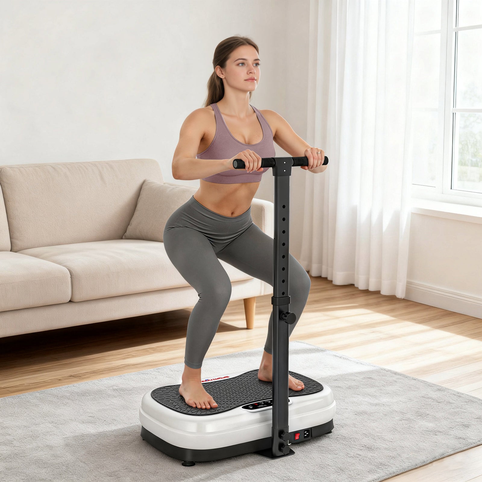 SPORTNOW Vibration Plate With Adjustable Handle, Auto