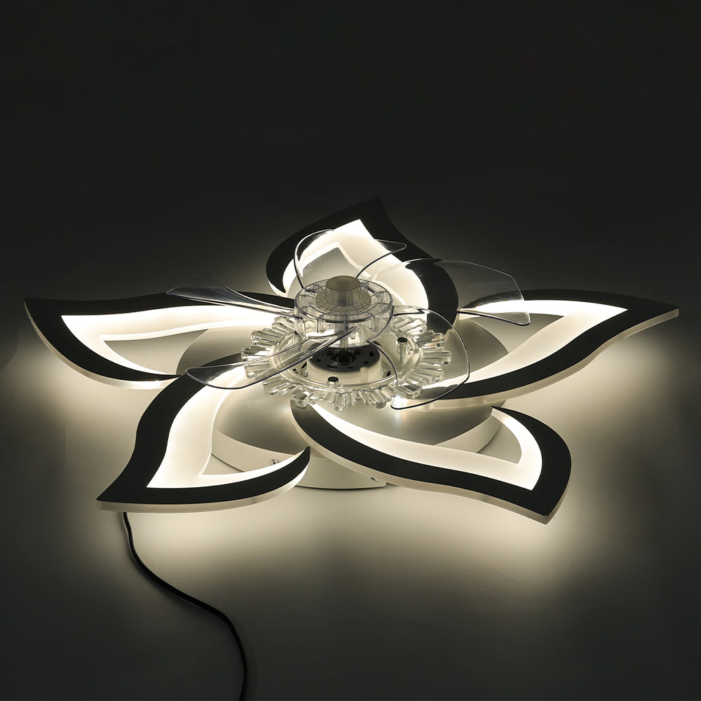 White Petal-shaped Ceiling Fan Light 27.1 Inch Led With 3-color Dimming, Reversible Quiet Motor, 6-speed, 2.4g App Control & Sleep Timer