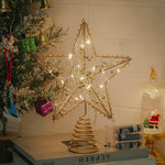 Modern Metal Pre-lit Star Christmas Tree Topper With Beads
