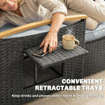 Double Garden Rattan Daybed With Storage Ottoman | Dark Grey