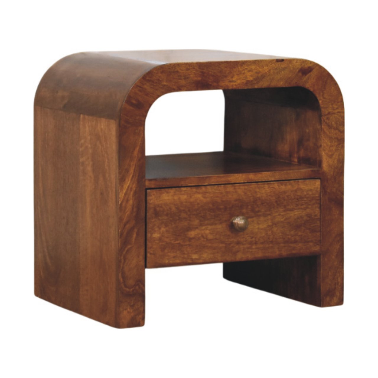 Solid Wood Darcy Chestnut Nightstand, 1 Drawer And Open Shelf, Dark Brown | Dark Brown