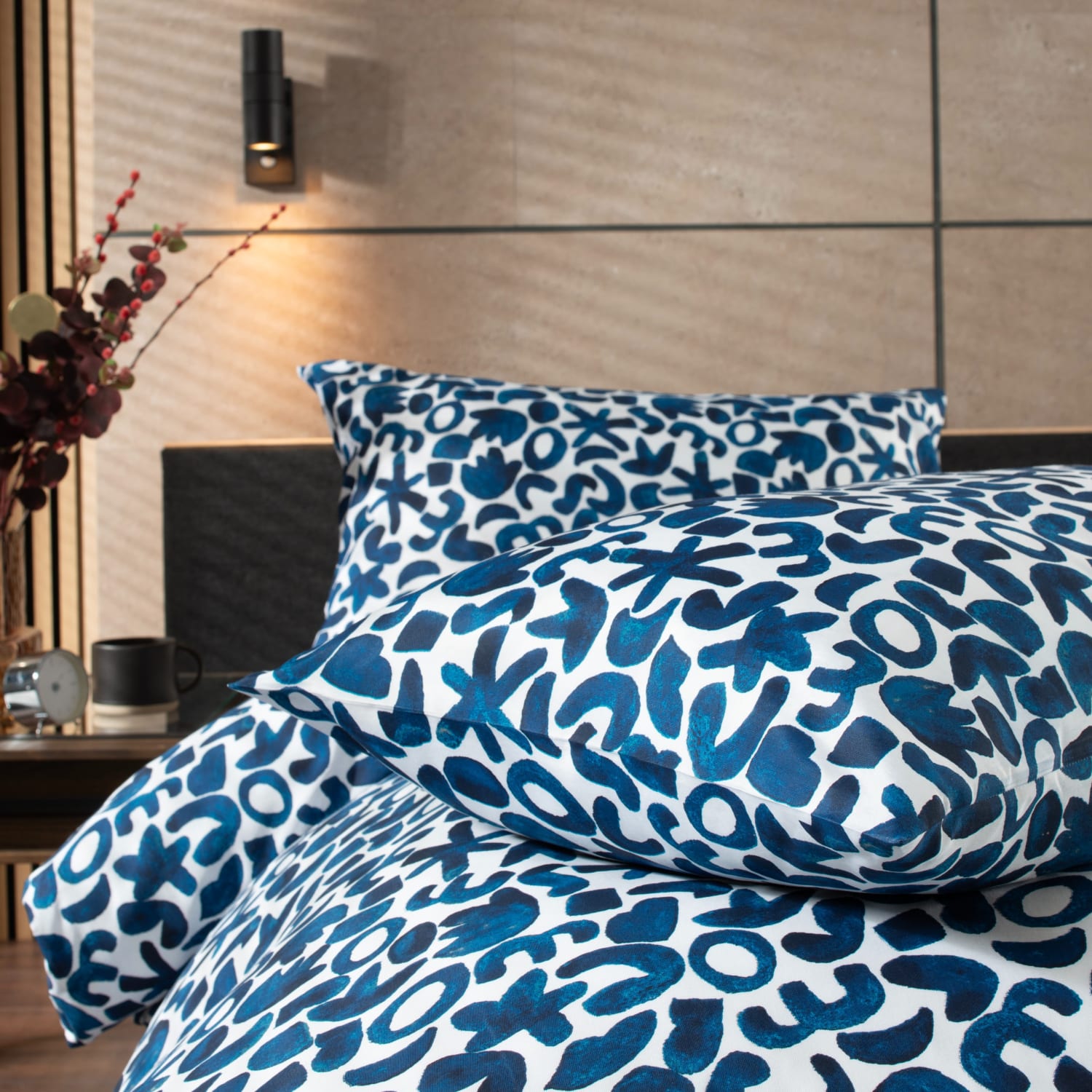 Studio Abstract Shapes Cotton Duvet Cover Set | Single | Blue
