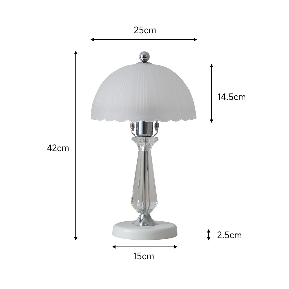 Breeins Crystal Table Lamp With Scalloped Lampshade