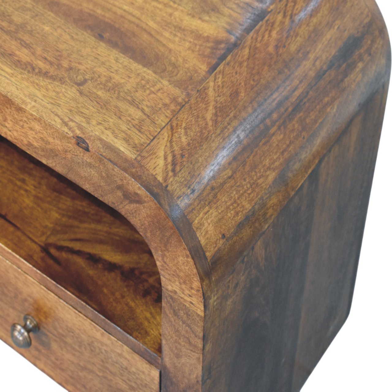 Solid Wood Darcy Chestnut Nightstand, 1 Drawer And Open Shelf, Dark Brown | Dark Brown