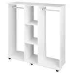 Mobile Double Open Wardrobe W/ Clothes Hanging Rail Colthing | One Size | White
