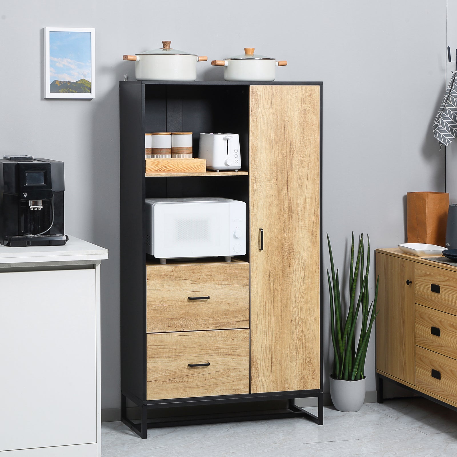 Microwave Stand With Storage Cabinet