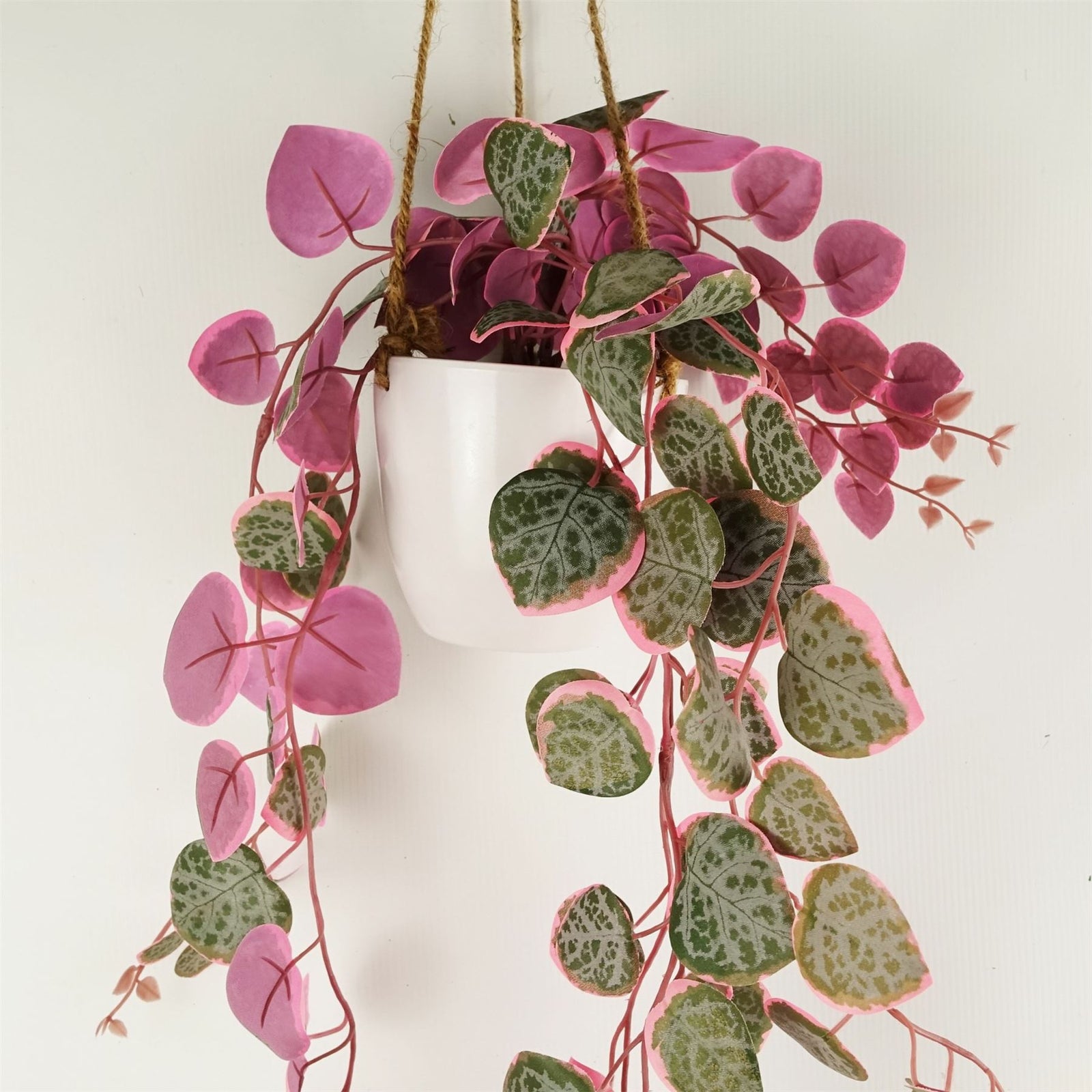 90cm Artificial Potted Trailing Hanging Pink Plant String Of Hearts