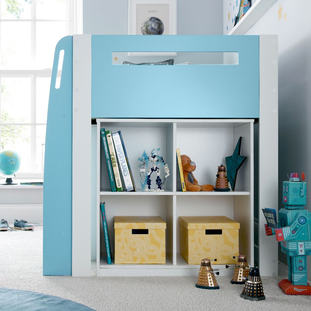 Lacy Storage Mid Sleeper Bed | Single | Blue