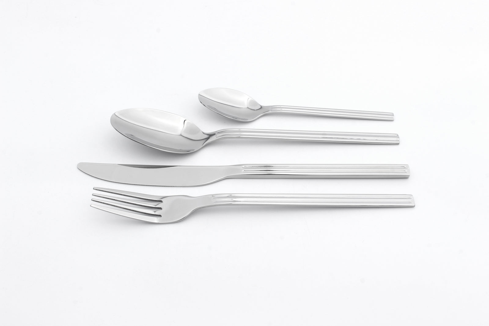 Cutlery Set Fork Spoon Sets Anydate Nordic Stripes | Set of 24 | Silver