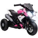 Kids Electric Motorcycle With 3 Wheels, Headlight, Music, Horn | Pink