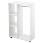 Rolling Open Wardrobe Hanging Rail Storage Shelves Clothes | One Size | White