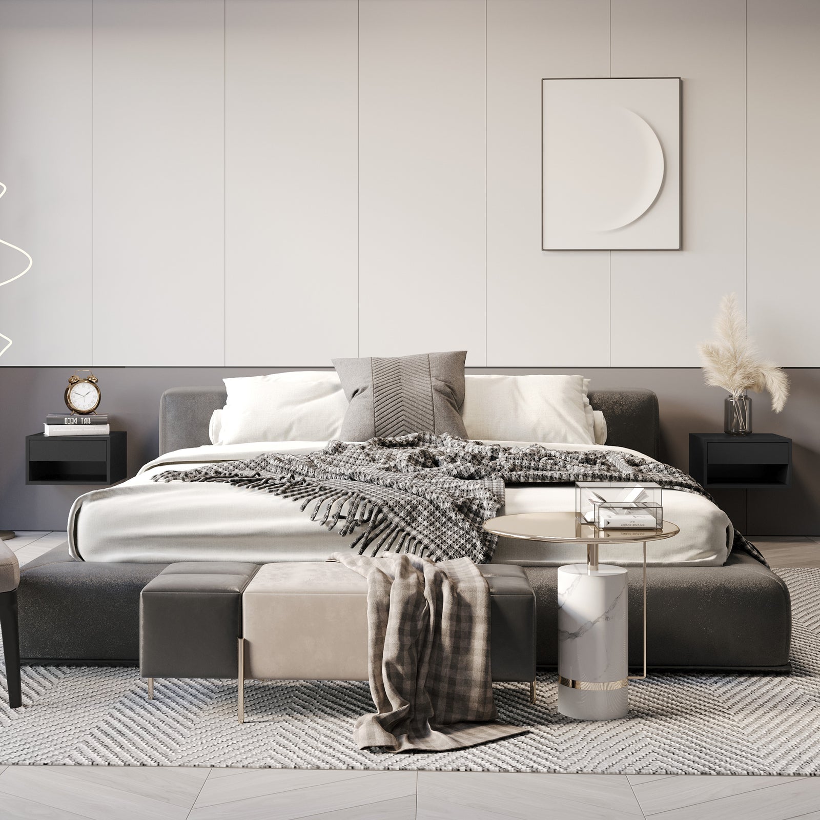 Floating Bedside Table Set Of 2 Wall Mounted Nightstand | Set-of-2 | Black