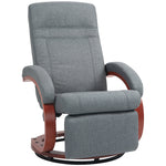 Manual Recliner Swivel Chair With Footrest Armrests | One Size | Gray