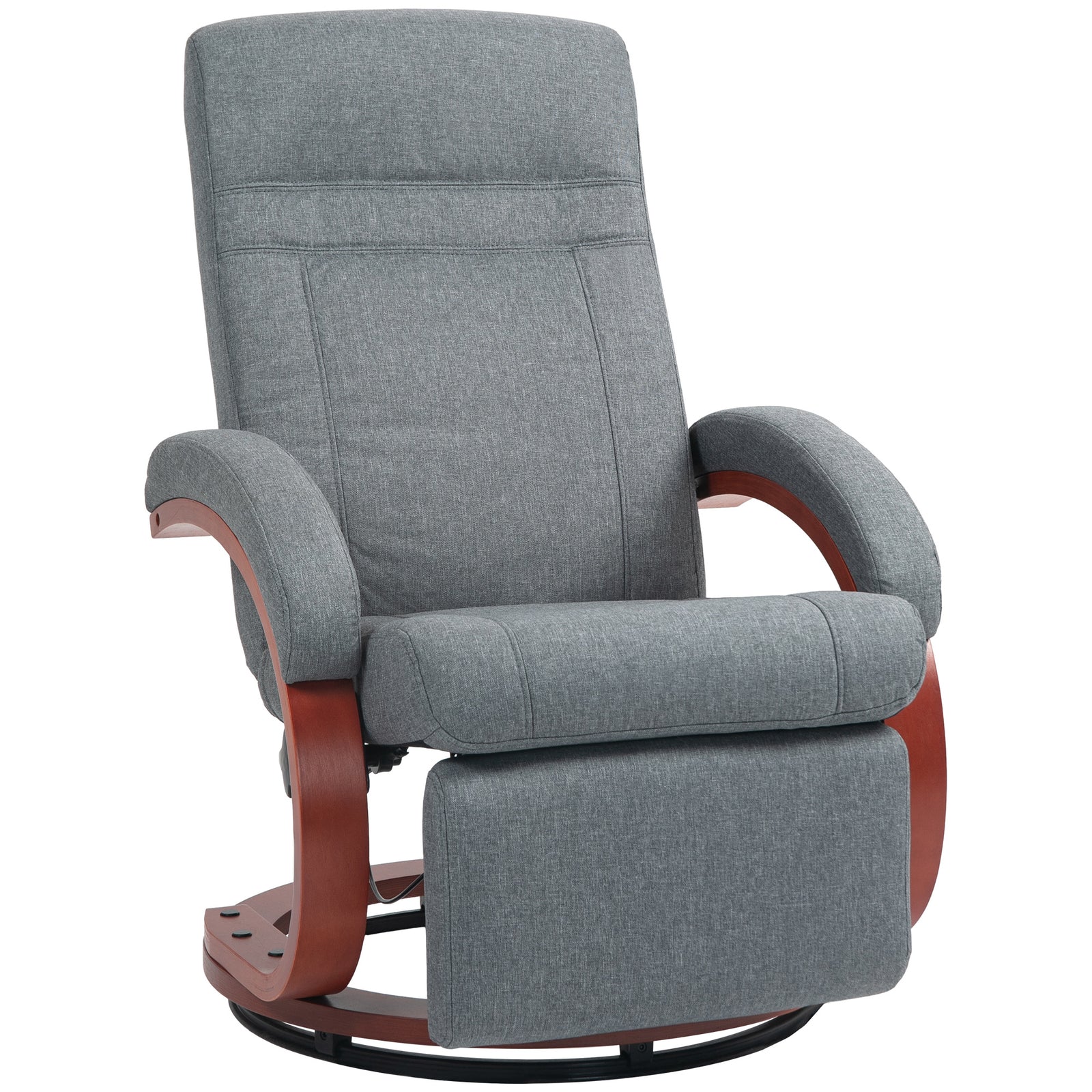 Manual Recliner Swivel Chair With Footrest Armrests | One Size | Gray