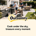 Outsunny Outdoor Grill Cart With Cabinet, Food Prep Table On Wheels, Brown