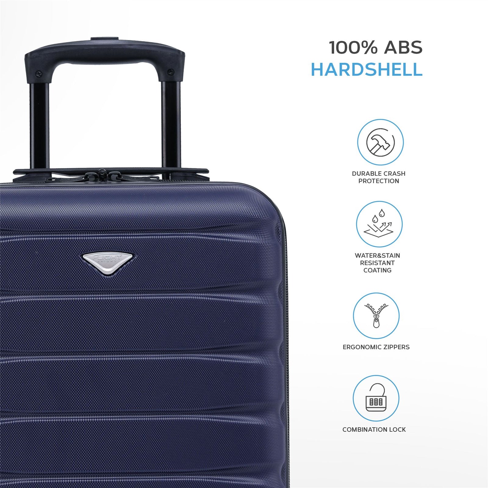 45x36x20cm Easyjet Free Cabin Bag 2 Wheel Suitcase Hard Shell Carry On | Cabin | Navy Blue