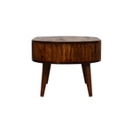 Solid Wood Stripe Chestnut Coffee Table, 2 Drawers, Dark Brown
