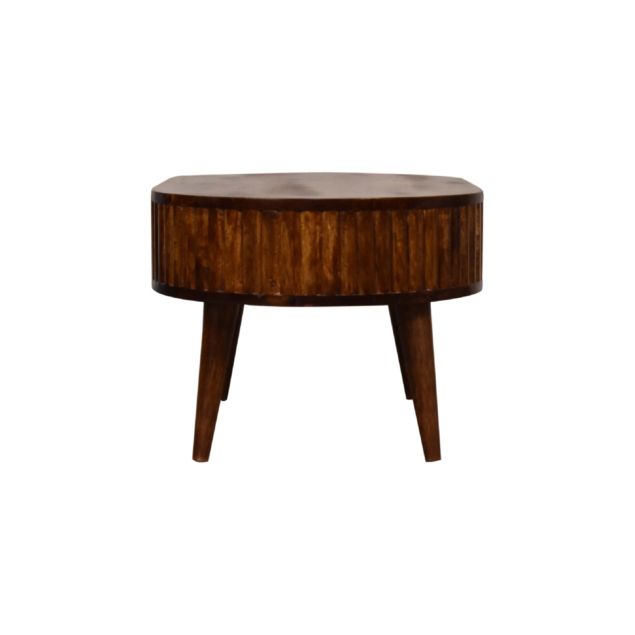 Solid Wood Stripe Chestnut Coffee Table, 2 Drawers, Dark Brown