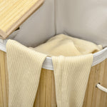100l Bamboo Laundry Basket W/ 2 Compartments Washing Baskets | One Size | Natura