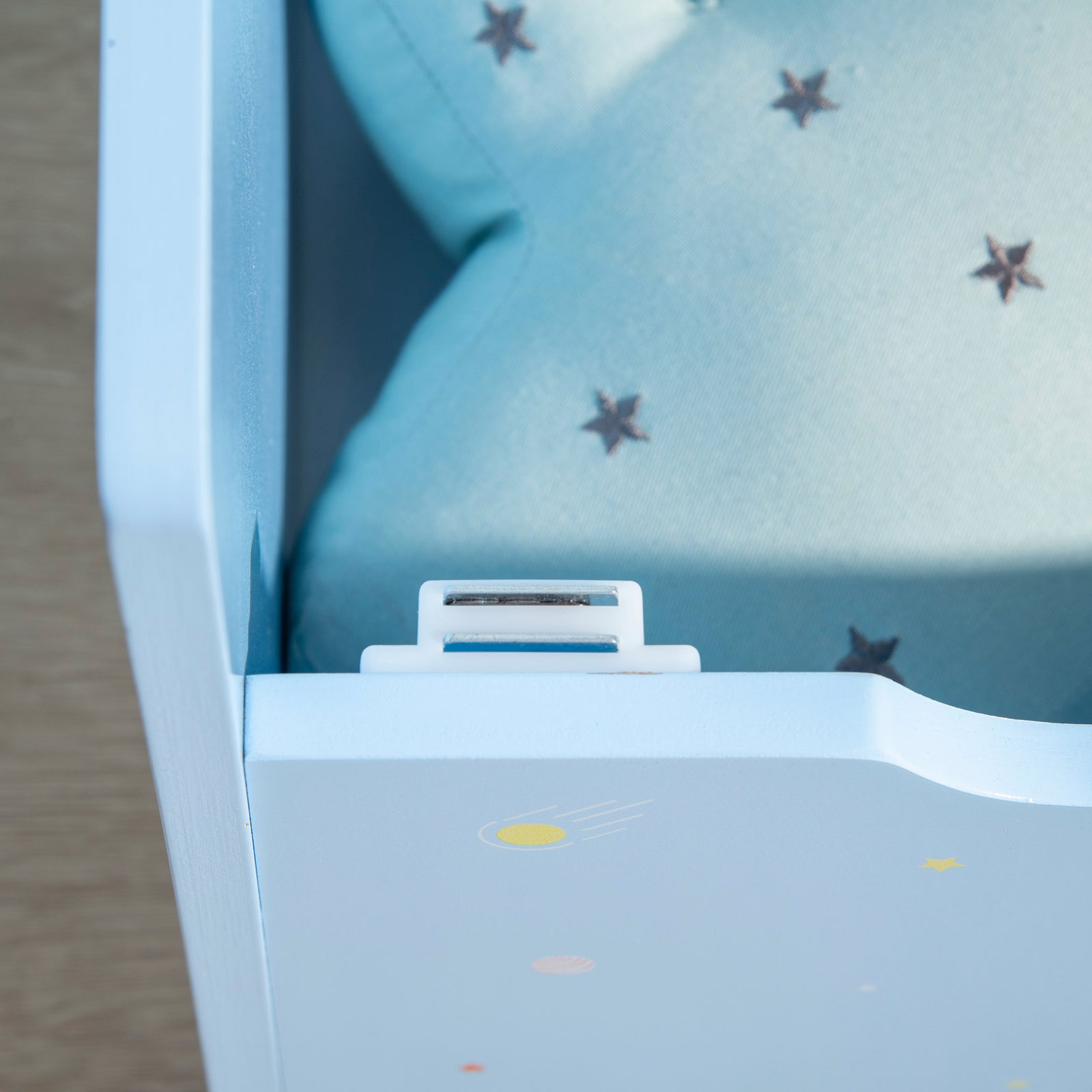 2 In 1 Wooden Kids Storage Bench, Toy Box W/ Safety Rod - Blue