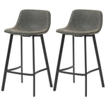 Bar Stools Set Of 2, Bar Chairs With Back And Steel Legs | Grey