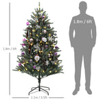 6ft Artificial Prelit Christmas Tree W/ Led Lights, Purple Ornaments | 6ft | Green