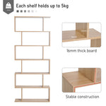 6-tier Wooden Modern S-shaped Shelf Storage Unit Home Office | One Size | Natura