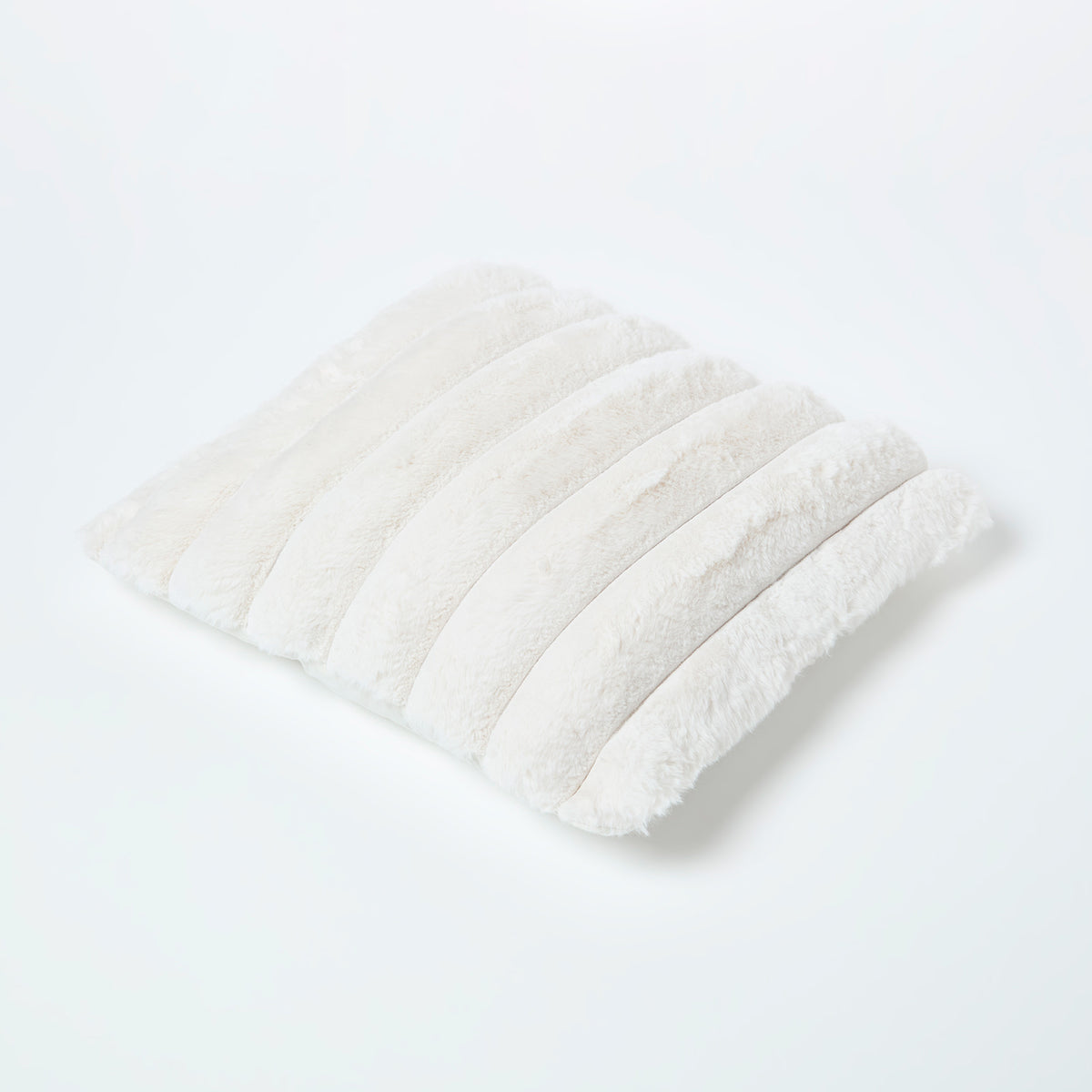 Cream Faux Fur Ribbed Cushion, 45 X 45 cm | 45cm x 45cm | Cream