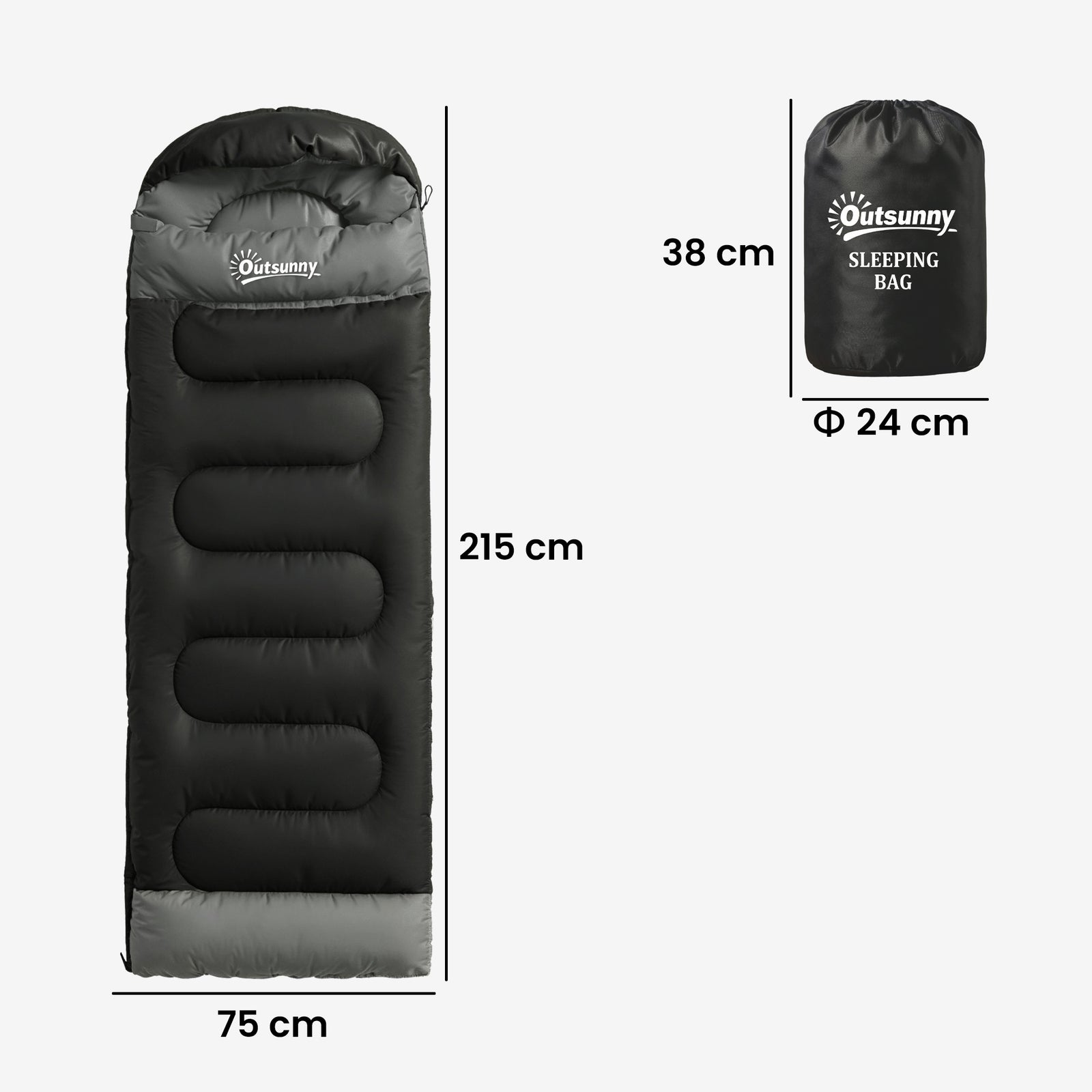 Sleeping Bag For Adults, Lightweight & Compact Sleeping Bag | Black