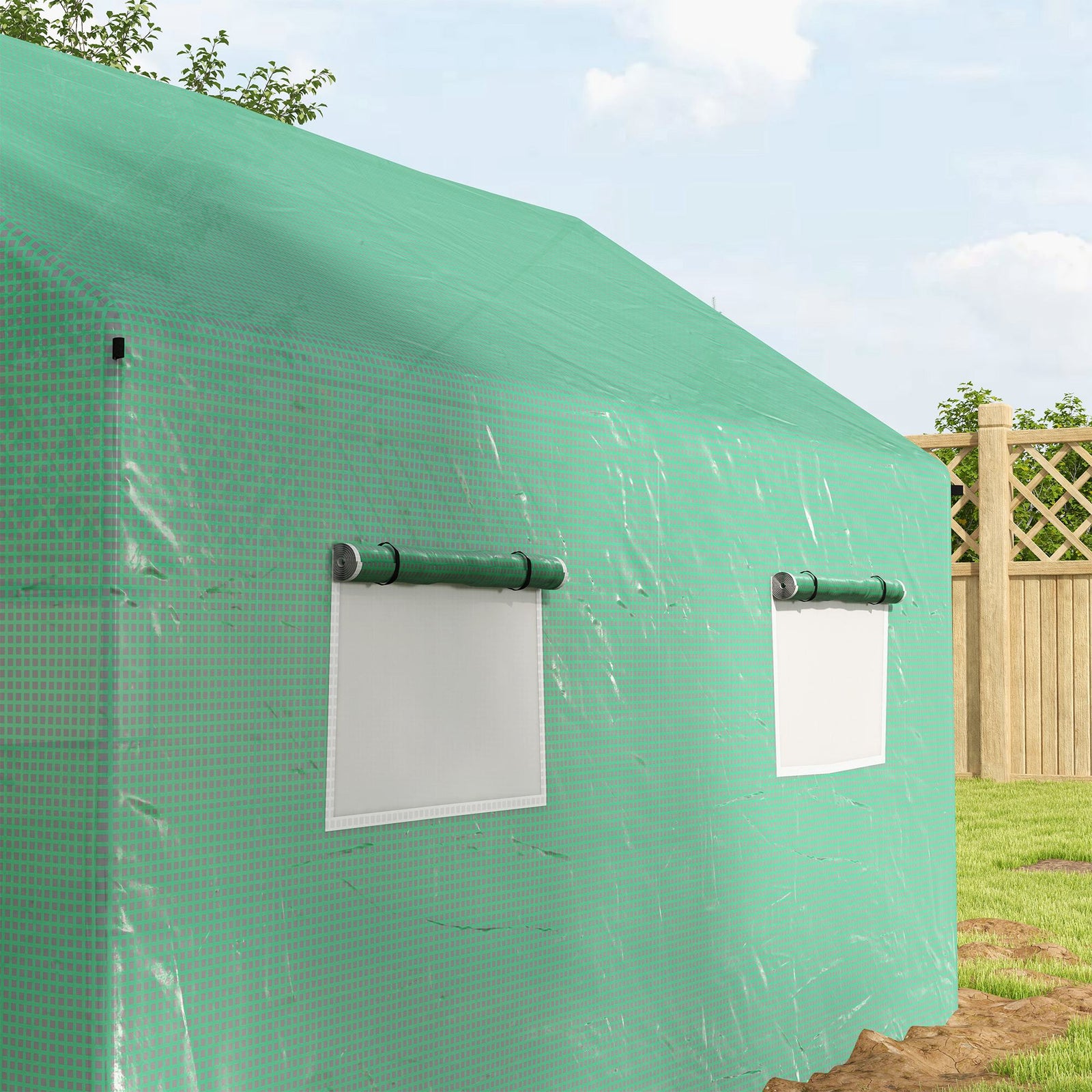 2x3m Polytunnel Greenhouse W/ Door & Windows | Green