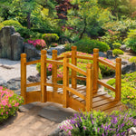 Wooden Garden Bridge With Railings, Arc Footbridge, Brown