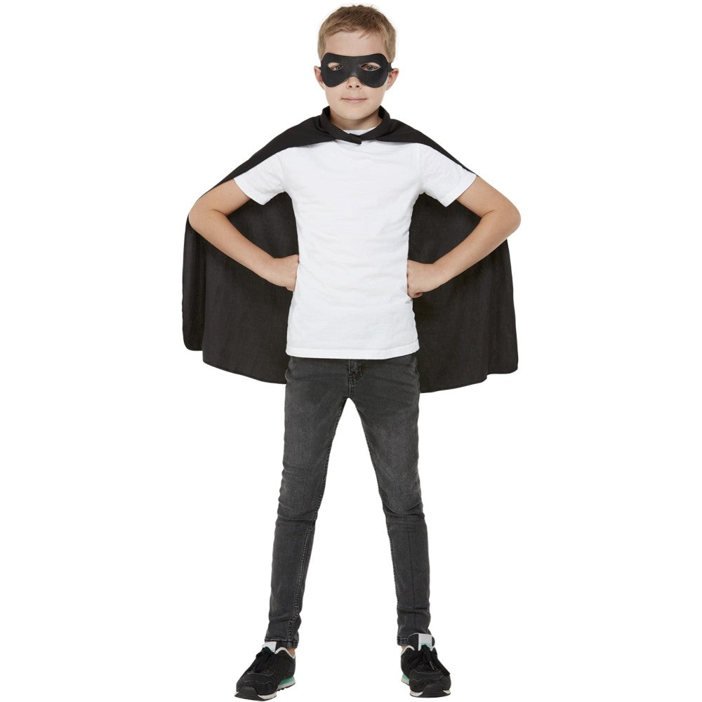 Kids Black Cape And Mask