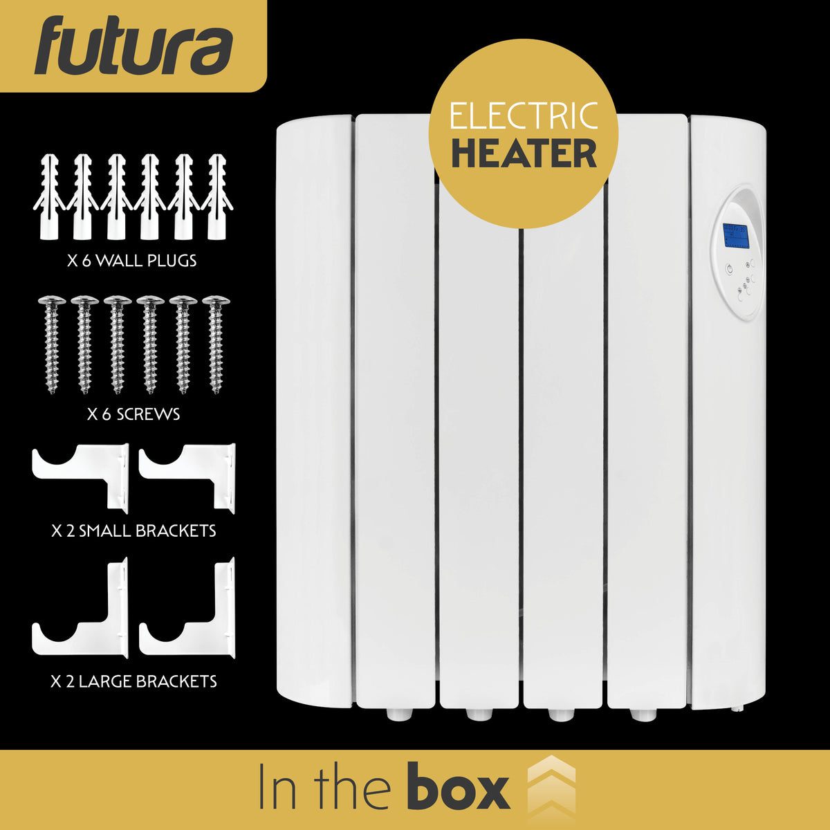 Electric Panel Heater Oil Filled Radiator Day Timer Wall Mounted Low Energy Retention Digital Thermostat Convector | 600w | White
