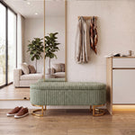 Corduroy Upholstered Storage Bench | Green