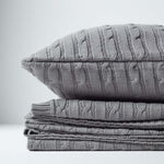 Combed Cotton Cable Knit Throw | 130cm x 170cm | Grey