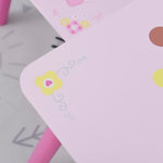 3 Pcs Kids Princess & Crown Chair Table Set Home Furniture 2-4 Yrs Pink